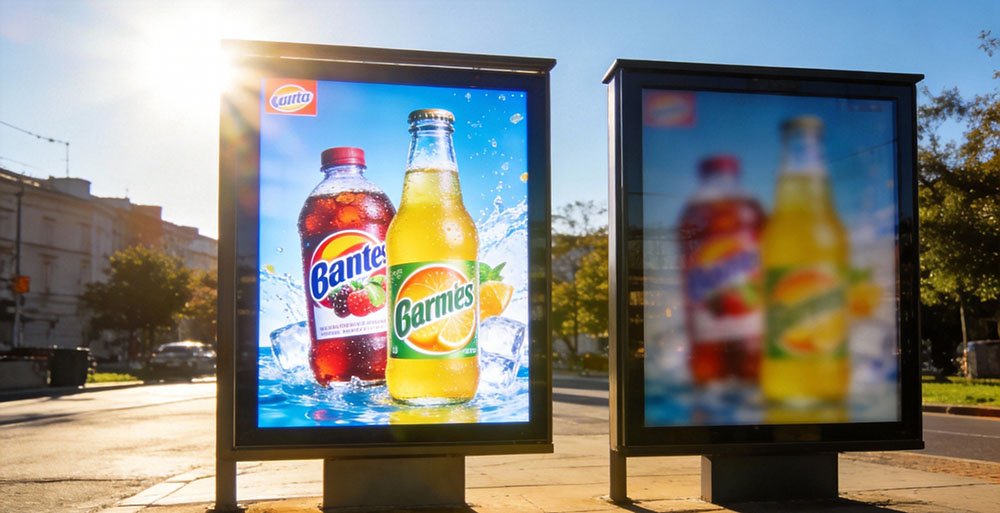 Outdoor high-brightness advertising displays vs. outdoor low-brightness advertising displays